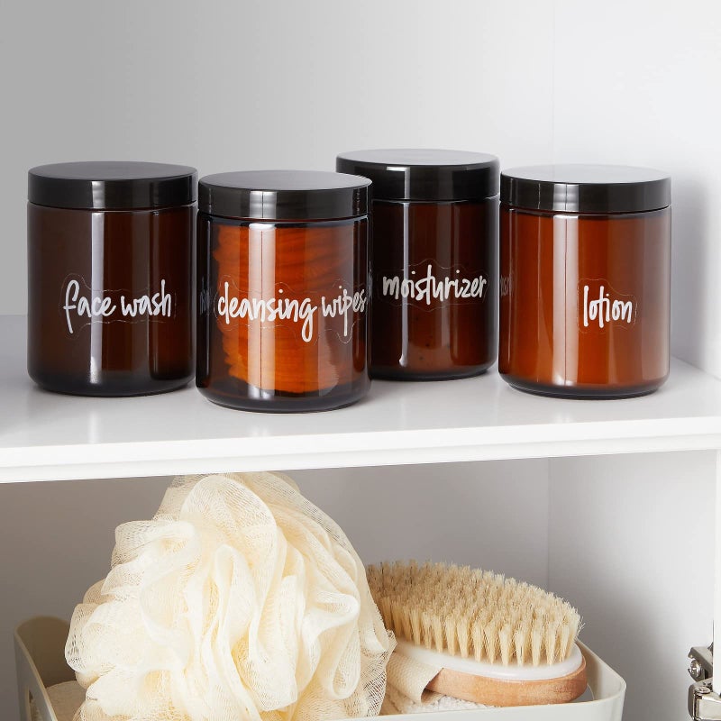 Talented Kitchen Bathroom Organization Labels White Script - 192-Pack Various Sizes - Clear Vinyl Water-Resistant Preprinted Lettering for Bathroom Storage & Essentials - Image 2